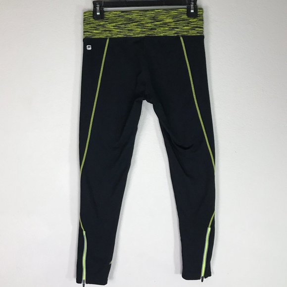 Fabletics Black and Yellow Ankle Zip Full Leggings - Picture 2 of 8